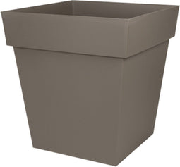 EDA Bloempot Toscane vierkant - kunststof - taupe - L32 x B32 x H32 cm - 22 liter - Bloempotten/plantenpotten