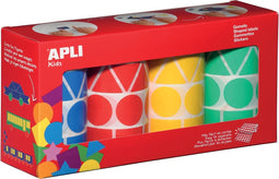 Stickers Apli Gomets Geel Blauw Rood Groen Rol Geometrische vormen (4 Onderdelen)