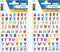 Stickervelletjes met 62x stuks gekleurde alfabet plak letters - 1 vel