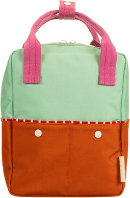 Sticky Lemon Backpack/Boekentas Small Better Together - Colourblocking - Towel Green - Gravel Orange