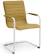Stijlvolle Design vergaderstoel voorzien van wolvilt stoffering Wit frame Lichtblauw stof