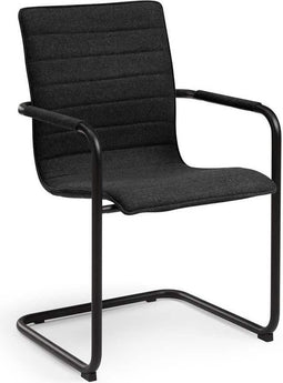 Stijlvolle Design vergaderstoel voorzien van wolvilt stoffering Zwart frame Antraciet stof
