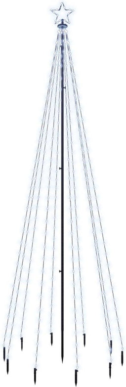 vidaXL - Kerstboom - met - grondpin - 310 - LED's - koudwit - 300 - cm