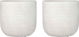 Mica Decorations Nora Bloempot - 24x25 cm - Terra - Wit - 2 Stuks