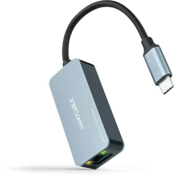 Nanocable - USB-C 3.2 GEN1 naar Ethernet 2.5G Converter - Aluminium - Grijs - 15 cm
