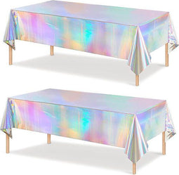 Partizzle - Plastic Wegwerp Tafelkleed - 2x Holografisch Design - Unicorn Zeemeermin