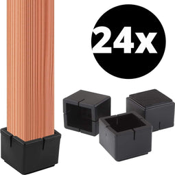 Stoelpoot Beschermers Vloerbeschermer 31-36mm - Stoelpootdoppen Meubeldoppen 24 stuks - Vierkante Stoeldoppen Vloerbeschermer Stoelen - Earkings Zwart