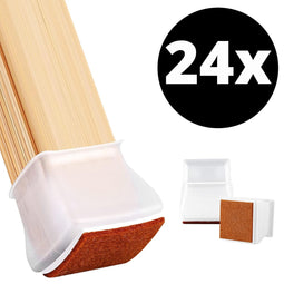 Stoelpoot Beschermers Vloerbeschermer - Stoelpootdoppen Meubeldoppen 24 stuks - Vierkante Stoeldoppen Vloerbeschermer Stoelen groter dan 35x35mm - Earkings Doorzichtig