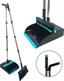 Stoffer en Blik met lange steel 121 cm - Synx Tools Veger en blik met lange steel - Verstelbaar steel tot 121 cm - Stoffer & Blik Met Schoonmaaktanden - veger en blik
