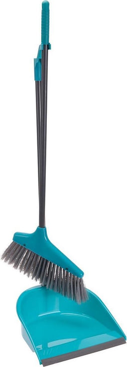 Stoffer en Blik met Lange Steel Blauw/Zwart