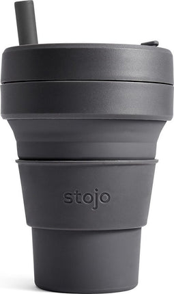 Stojo - Biggie Cup - Koffie / Theebeker - 470 ml - Herbruikbaar - Opvouwbaar - Carbon