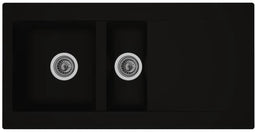 STRADOUR Inbouw spoelbak 1,5 bak + 1 afdruiprek Einna - Hars - 100 x 50 cm - Zwart