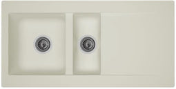 STRADOUR Inbouw spoelbak 1,5 bak + 1 afdruiprek Einna - Hars - 100 x 50 cm - Wit
