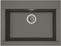 STRADOUR Ingebouwde gootsteen 1 kom zonder afdruiprek Hexo - Hars - 66 x 50 cm - Beton grijs