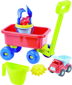 Strandkar met zandspeelgoed