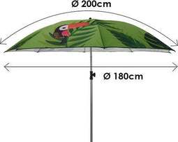 Strandparasol - Dierenprint - Assorti (Groen of Blauw) -met knik mogelijkheid - 142cm doorsnede