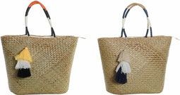 Strandtas DKD Home Decor 49 x 18 x 37 cm Natuurlijk Oranje Marineblauw (2 Stuks)
