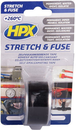 Stretch & Fuse zelfvulkaniserende tape - zwart 25mm x 3m