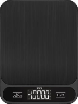 Strex Keukenweegschaal Digitaal - Weegschaal Keuken - 1 g tot 10 kg - Tarra Functie - Inclusief Batterijen - Zwart
