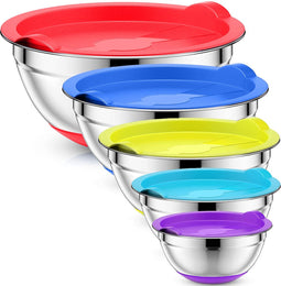 Strex Mengkommen Set 5 Delig - RVS - Mengkom met Deksel - Beslagkom met Deksel