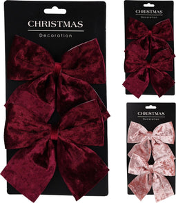 Strik velvet set van 2sts 2ass kerstversiering