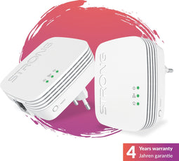 STRONG - Powerline 1000 Kit Mini - Duo Powerline Outlets - Powerline Kit - 1000 Mbps - Elke Box/Router Compatibel - 1 Ethernetpoort - Snelle Plug & Play Installatie - Overal Breedband Internet Toegang - Wit - 4 jaar garantie