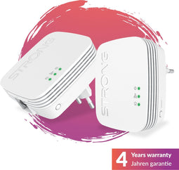 STRONG - Powerline 600 Kit Mini - Duo Powerline Outlets - Powerline Kit - 600 Mbps - Elke Box/Router Compatibel - 1 Ethernetpoort - Snelle Plug & Play Installatie - Overal Breedband Internet Toegang - Wit - 4 jaar garantie