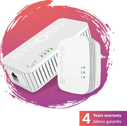 STRONG - Powerline Wifi 1000 Kit - Duo Prise CPL Wifi - Powerline Kit - 1000 Mbps/Wifi 750 Mbps - Compatibel met elke Box/Router - 1 Ethernetpoort - Snelle installatie - Wit - 4 jaar garantie