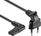 Stroomkabel - Euro Male - IEC-320-C7 - Gehoekt - Links Gehoekt - Vernikkeld - 2.00 m - Plat - PVC - Zwart - Envelop