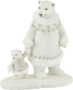 J-Line figuur IjsBeer + Beertje Hand In Hand - polyresin - wit/grijs
