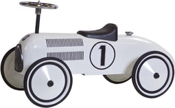 Retro Roller Lewis - Loopauto - Metalen wielen - Wit