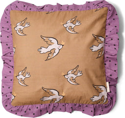 Studio Loco Frilled Sierkussen Bird - 40x40cm - Bruin/Paars