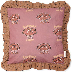 Studio Loco Frilled Sierkussen Dog - 40x40cm - Roze/Bruin