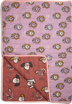 Studio Loco Plaid Dog/Floral - 135x95cm - Paars/Roze