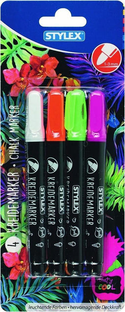 Stylex 4 Neon krijtmarkers in verp. 32781