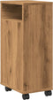 vidaXL - Badkamerkast - smal - met - wielen - bewerkt - hout - artisanaal - eiken