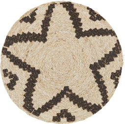 J-Line placemat Rond Ster - jute - naturel - 6 stuks
