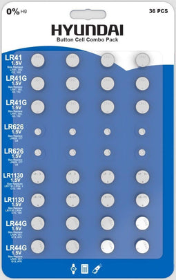 Hyundai - Combopack Knoopcel Batterij - Alkaline - 36 stuks