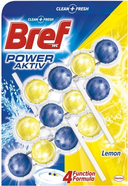 Bref WC Power Active Lemon Toiletblokken - 4-in-1 - Geel - XXXL Voordeelverpakking (9 stuks)