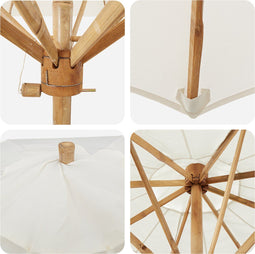 vidaXL - Tuinparasol - Crème - Wit - 240x260 - cm - in - Bamboe