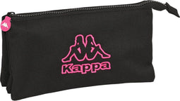 Pennenetui met 3 vakken Kappa Black and pink Zwart (22 x 12 x 3 cm)