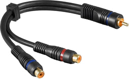 Subwoofer/Tulp mono (m) - Tulp stereo (v) audio adapter - verguld / koper - 0,20 meter