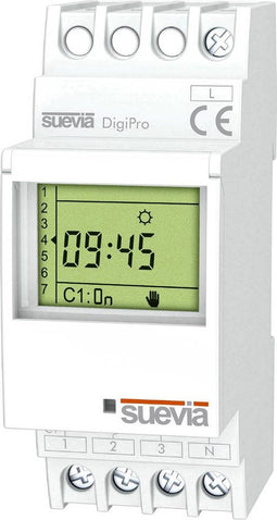 Suevia SU172012 Schakelklok voor DIN-rails DigiPro Dagprogramma, Weekprogramma, Vakantieprogramma, Impulsprogramma