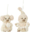 J-Line kersthanger Pinguin Sneeuwballen - textiel - beige - small - 2 stuks