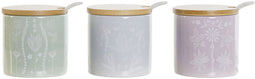 Suikerpot DKD Home Decor Blauw Groen Lila Bamboe Dolomite 7,5 x 7,5 x 7,5 cm (3 Stuks)