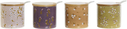 Suikerpot DKD Home Decor Groen Roze Mosterd Lila Bamboe Dolomite 7,5 x 7,5 x 7,5 cm (4 Stuks)