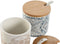 Suikerpot Home ESPRIT Blauw Beige Roze Lila Bamboe Dolomite 7,5 x 7,5 x 7,5 cm (2 Stuks)