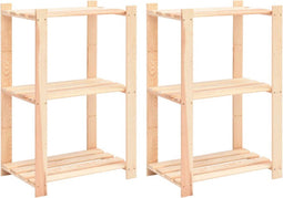 vidaXL - Opbergrekken - 3-laags - 2 - st - 60x38x90 - cm - massief - grenenhout - 150 - kg