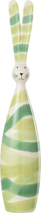 J-Line decoratie Konijn Lijnen Dolomiet - keramiek - groen - mix - small - paasdecoratie