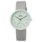 Q&Q QC24J315Y - Horloge - Analoog - Heren - Mannen - Leren band - Rond - Metaal - Cijfers - Grijs - Zilverkleurig - Lichtgroen - 3 ATM
